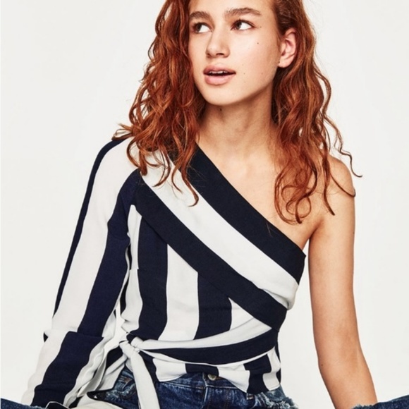 Zara Asymmetrical Striped Top - Picture 4 of 5